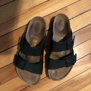 BIRKENSTOCK black two strap sandals size 39